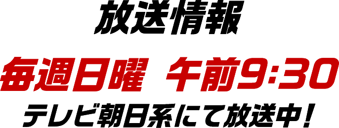 放送情報 毎週日曜日 午前9:30 テレビ朝日系にて放送中！